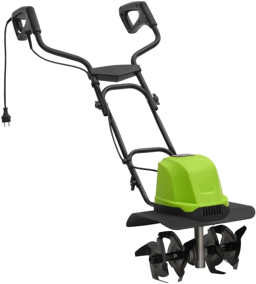 Kaloriko Motoculteurs, 800 W, 36 cm, 23,5 cm, ABS, acier, noir et vert, Motoculteur rotoculteur électrique à 4 Lames en Acier