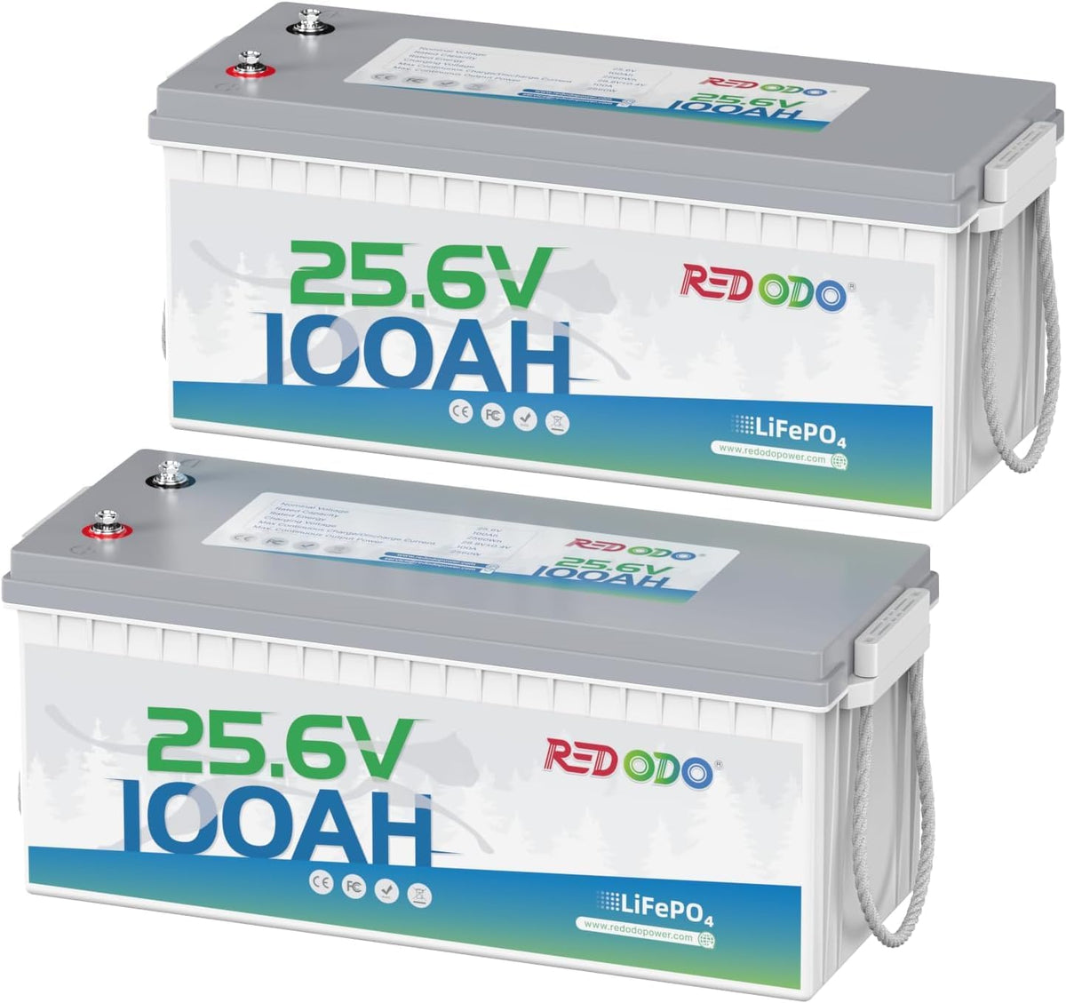 Redodo batterie, 24 V, 100 Ah, 2560 Wh, Gris/Blanc