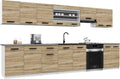 B BELINI GROUP Rangements sur pied, 320 cm, Marron, Belini Italia 3 Meuble Cuisine Linéaire Chêne Sonoma, Cuisine complète