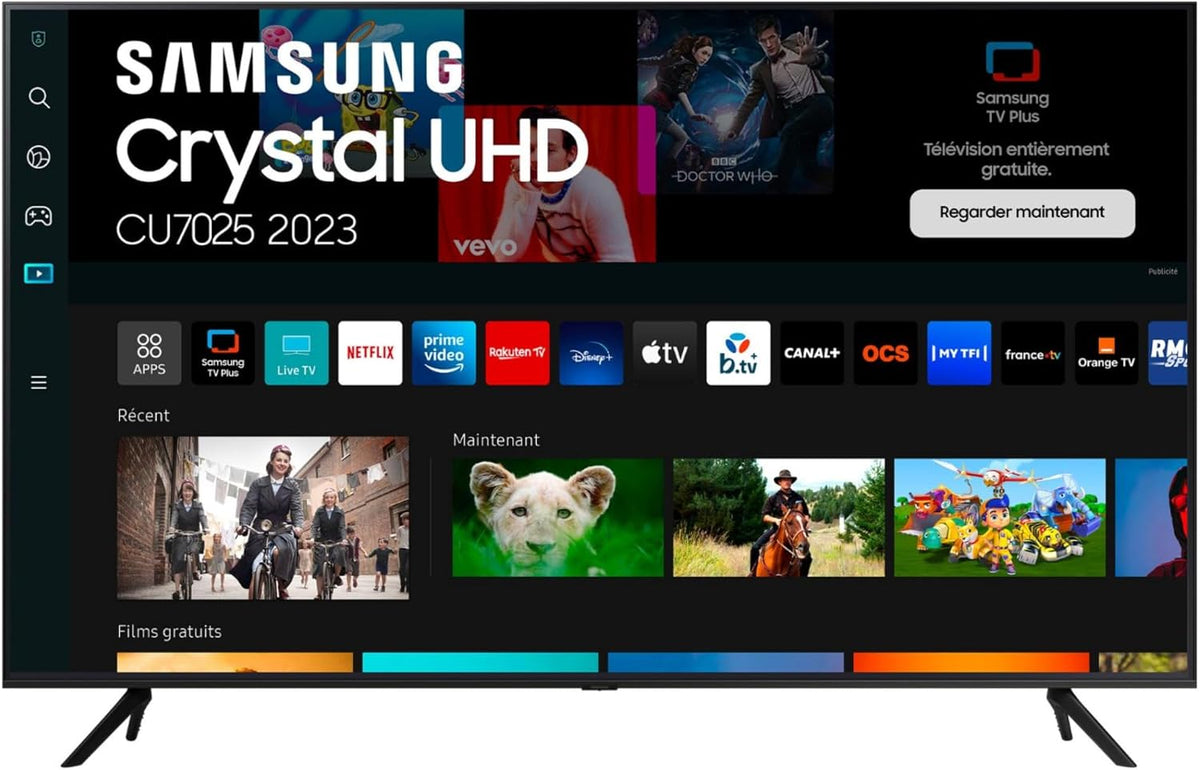 Samsung téléviseur, Noir, TV Crystal UHD 4K 2023 43CU7025 Smart TV de 43' avec PurColor, Processeur Crystal UHD