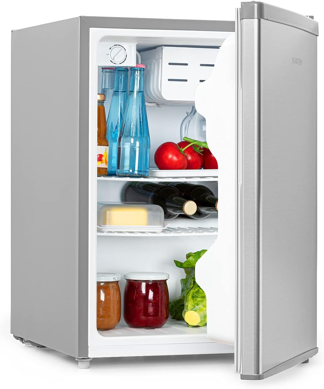 KLARSTEIN réfrigérateur, 3, 66 litres, 45x63x51 cm, 42db, Gris/Argenté, Cool Kid - à boissons, mini-bar, classe d'efficacité énergétique E