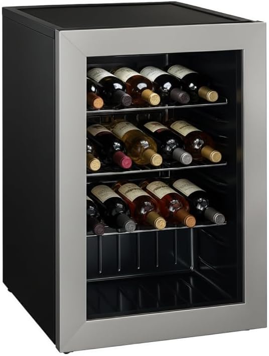 Générique Caves à vin autoportantes, Argenté, Cave à Vin de Service 15 Bouteilles, Cadre Inox, Double Vitrage