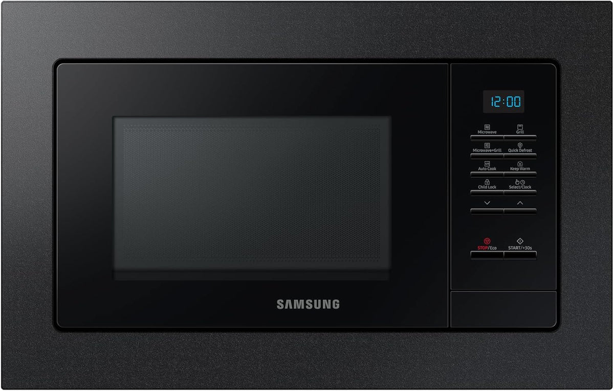 Samsung Multifonction, 850 W, 20 l, 28 cm, Noir, MG20A7013CB/EG Micro-ondes encastrable avec barbecue, petit micro-ondes pour niches