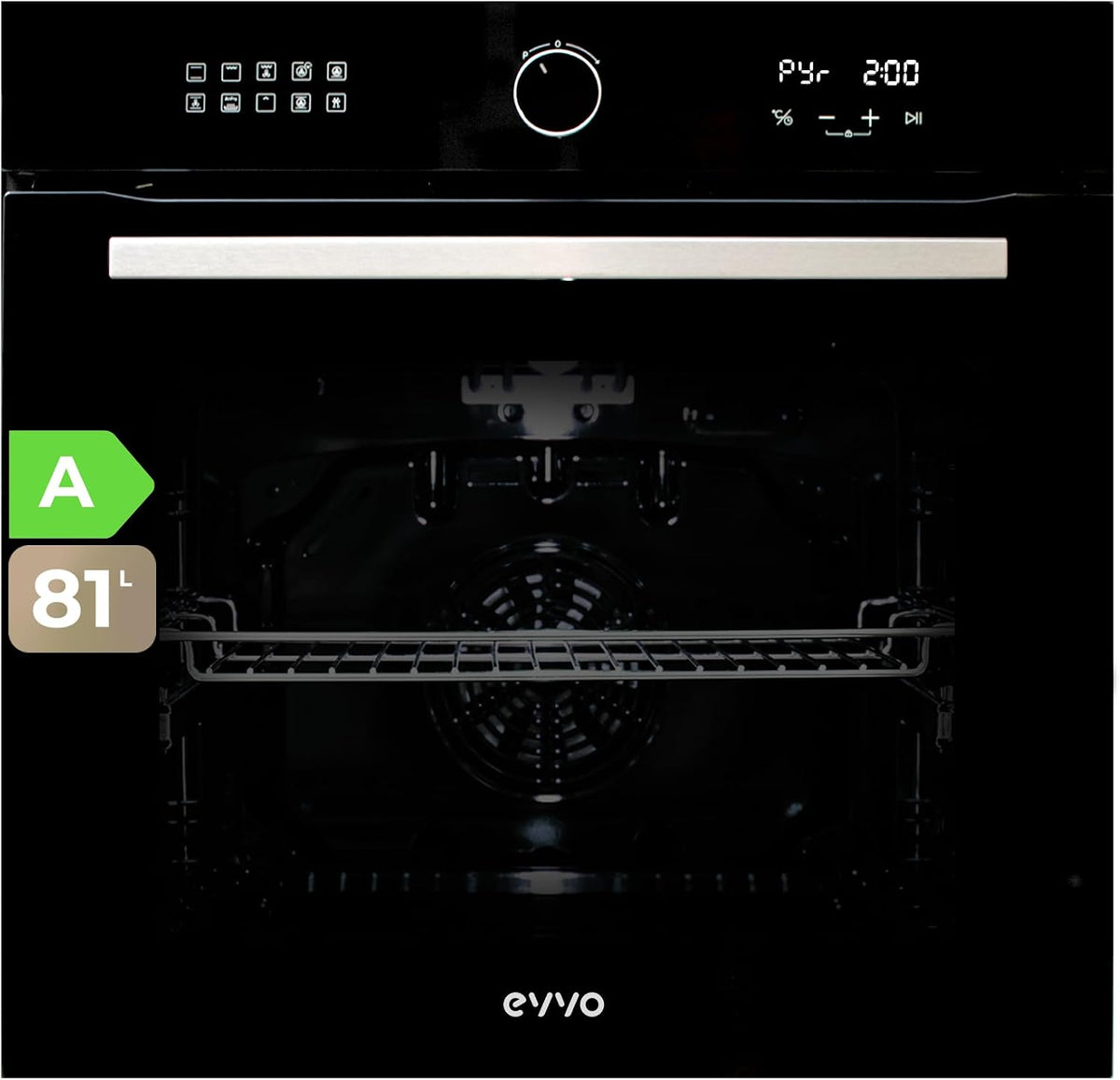 EVVO épilateur à lumière pulsée, 81 L, Noir, Four électrique encastrable - Efficacité A, fonction pyrolyse