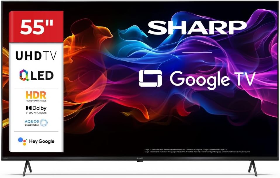 Sharp téléviseur, 55 pouces, Noir, QLED 4K Ultra HD Dolby Vision Dolby Atmos 55HP5265E (HP Series)