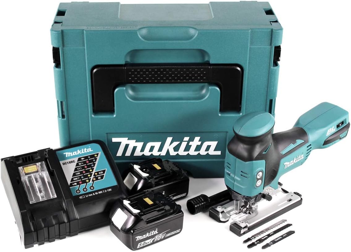 Makita Scies sauteuses, 18 V, 2x5,0, Bleu/Noir, Scie sauteuse LXT ( Ah) en MAKPAC - DJV181RTJ-1