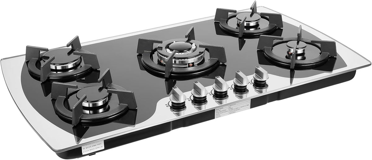 table de cuisson ChiicCluttr, 90 x 51 x 6 cm., 90 cm, verre trempé, alliage d'aluminium, fonte émaillée., noir, argenté