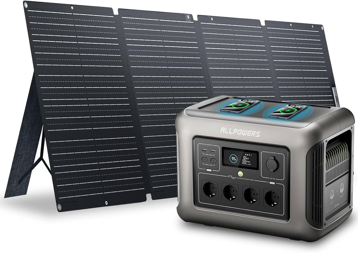 ALLPOWERS groupe électrogène, 1152 Wh, 200 W, Noir/Gris, R1500 générateur solaire avec panneaux solaire