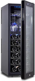 TT-YEC Caves à vin, 34,5*51,5*63CM, 34,5*50,5*98,5CM, 75 W, 110-220 V, noir, Cave À Vin Autonome, Température À Zone