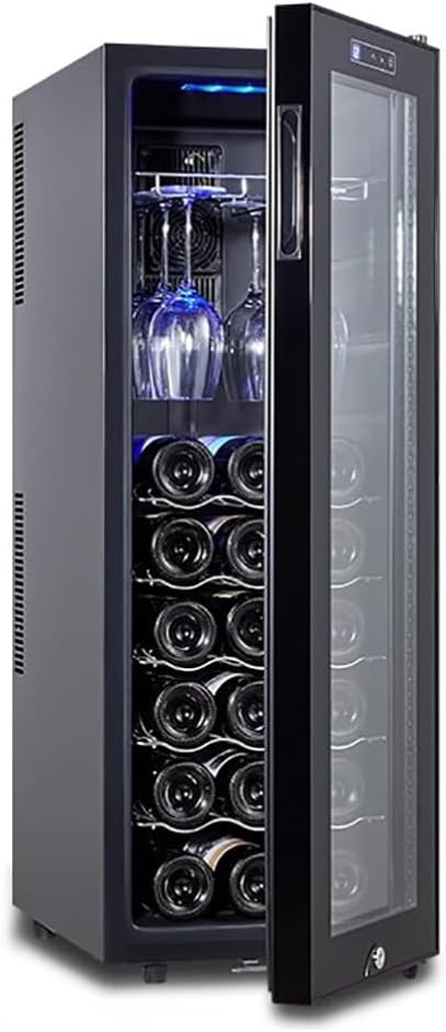 TT-YEC Caves à vin, 34,5*51,5*63CM, 34,5*50,5*98,5CM, 75 W, 110-220 V, noir, Cave À Vin Autonome, Température À Zone
