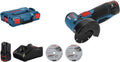 Bosch Professional Meuleuses d'angle, 12 V, 3,0 Ah, Noir/Bleu, System meuleuse angulaire sans-fil GWS -76 (2 batteries