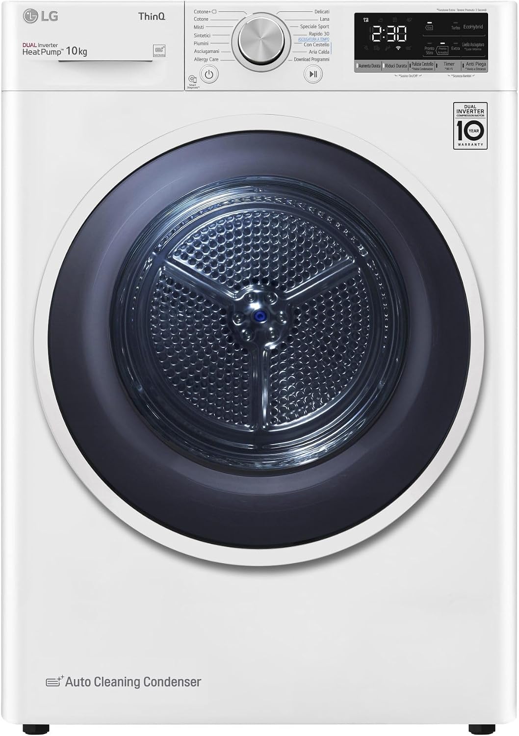 LG Sèche-linges avec pompe à chaleur, 10 kg, Blanc, Sèche-linge classe A, pompe à chaleur couleur - RH10V9AV4 W