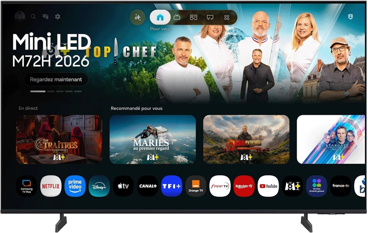 Samsung téléviseur, 43 pouces, Noir, TV Mini LED M72H 4K Smart TV avec Vision AI Companion, Mode AI Football TV Plus