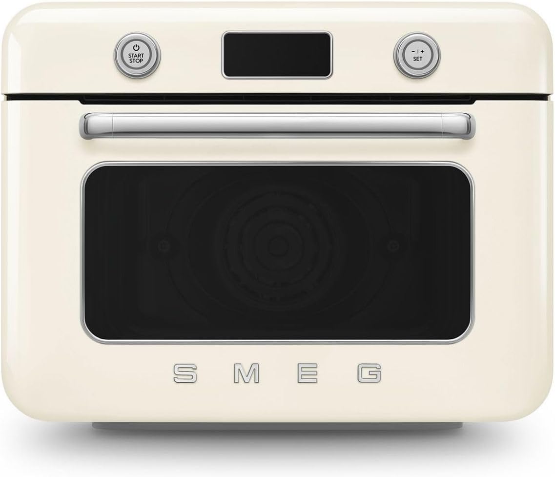Smeg Cuiseurs vapeurs électriques, 1800 W, Noir/Argenté, Mini Four Combiné COF01CREU, 10 Fonctions de Cuisson