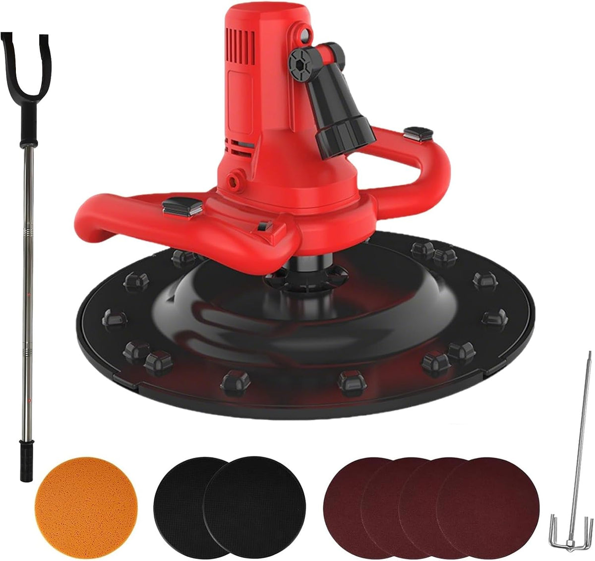 BoTongSiHai Outils à béton, 600 Tr/min, Rouge, Truelle Électrique, Malaxeur - Moteur Cuivre Robuste, Vitesse Variable 80