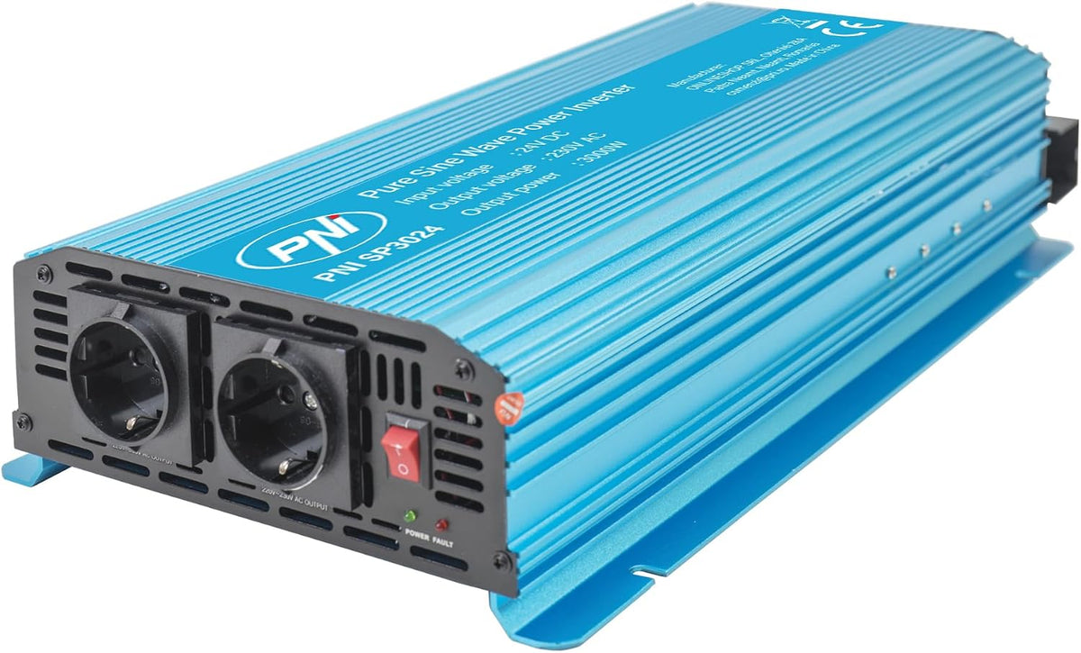 PNI convertisseur de tension, Pour charges inductives/résistives, 485 x 227 x 91 mm, 24 V, 230 V, 3000 W, Bleu/Noir