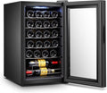 Wintem Caves à vin autoportantes, 220 V, 70 L, Noir, Cave réfrigérée pour vin avec porte en verre trempé et structure en métal