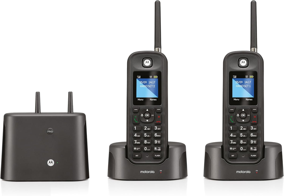 Motorola Voice Téléphonesanalogiques et DECT, Noir, O202 Pack de téléphones sans fil professionnels longue portée jusqu'à 1 km
