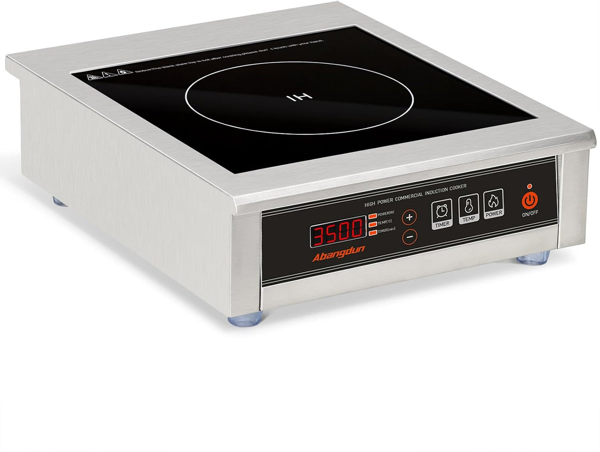 table de cuisson Abangdun, 3500 W, 275 V, Argenté, Plaque de cuisson à induction commerciale, minuterie 18 h
