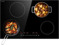 table de cuisson GTKZW, 6400 W, 77 cm, Noir, Plaque Induction 4 Feux, Plaque de Cuisson Électrique Encastrable avec Fonction Boost