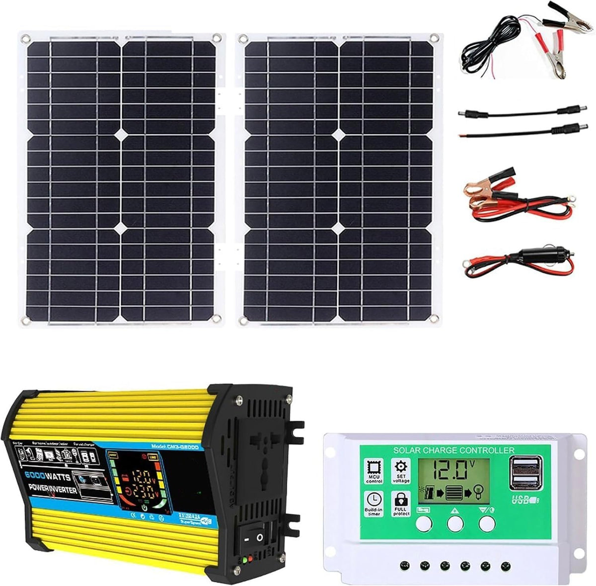 SXYKXYDL panneau solaire, 420 x 280 x 2,5 mm, 50 W ± 5 %, 12 V CC/24 V, conversion intelligente automatique, 6000 W, Substrat en aluminium, Jaune
