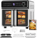 Emphsism friteuse à air chaud, 23 L, 2400 W, Noir/Argenté, Familles, Mini Forno Cuisson Zone 1/2, Temp Sép, Grande Fritteuse Sans Huile Famille