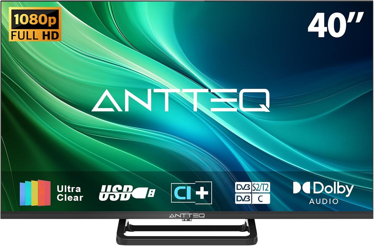 Antteq téléviseur, 40 pouces, Noir, HDMI USB Media Player Monitor PS5 Xbox, standard Nonsmart TV petit écran pour chambre à coucher
