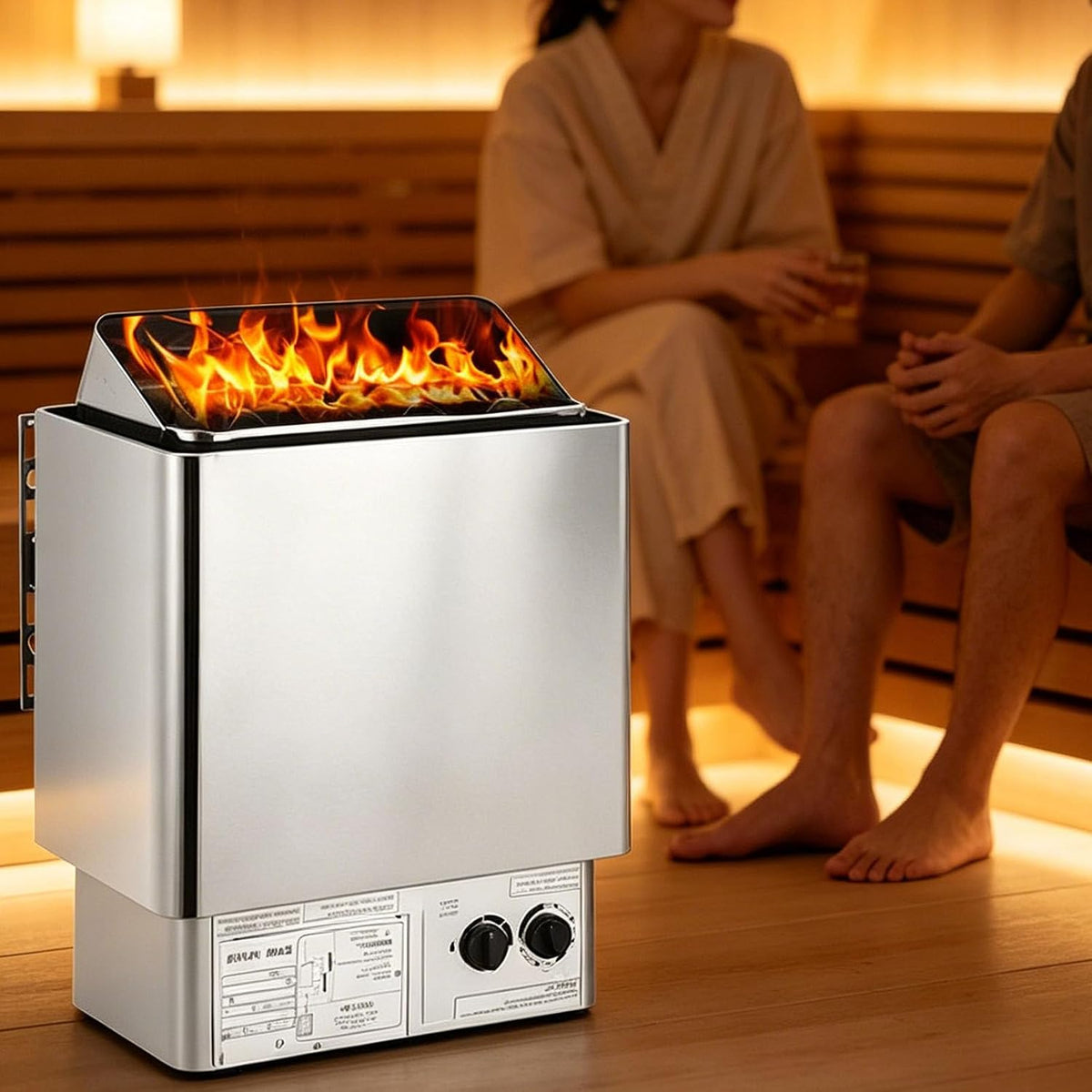 ERSINIAN équipement de sauna, 110 V, 6 KW, Noir, Poêle de Sauna électrique Mural à Vapeur sèche avec minuterie 0-180 Min