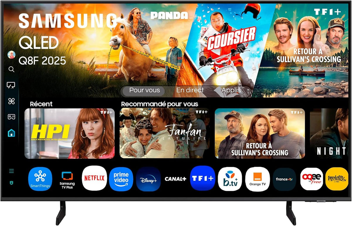 Samsung téléviseur, 43 Pouces, Noir, TV AI QLED 43Q8F 4K Smart TV, Quantum Dots, Q4 AI Processor, Q-Symphony