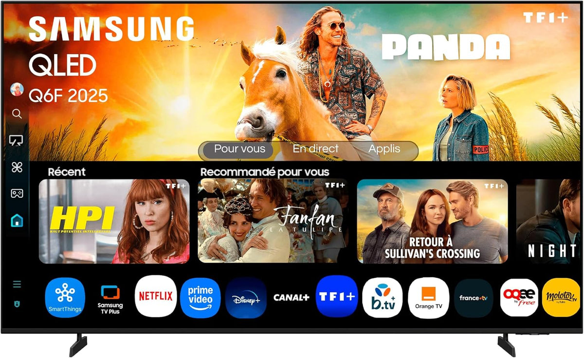 Samsung téléviseur, 65 Pouces, Noir, TV AI QLED 65Q6F 4K Smart TV, Quantum Dots, Q4 Lite Processor, Q-Symphony